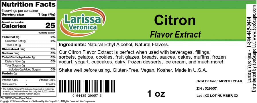 Citron Flavor Extract (1 oz, ZIN: 529057)