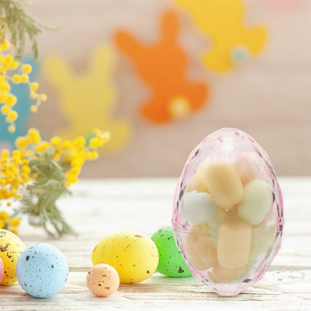JECOMPRIS 24pcs Plastic Fillable Eggs: 5. 5x8cm Clear Egg Shaped Box for Candy - Easter Containers for Spring Easter Hunt(transparent-pink)