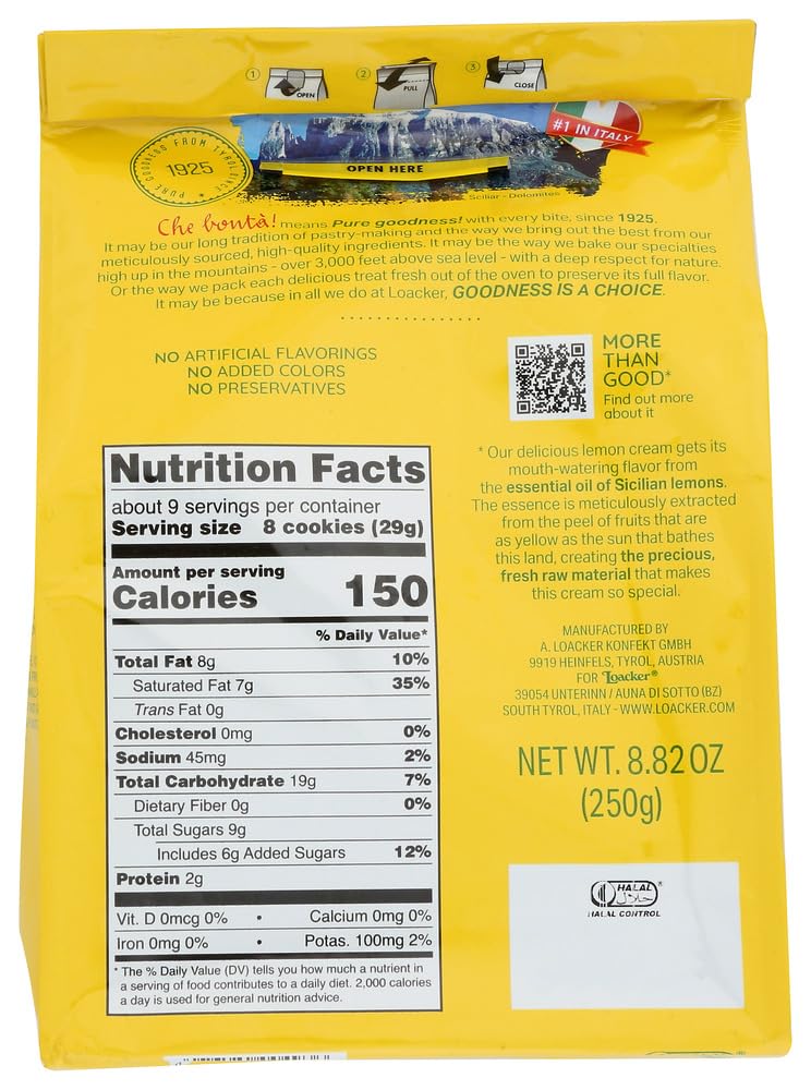 Loacker Quadratini Lemon Wafers 8.82 oz each (1 Item Per Order)