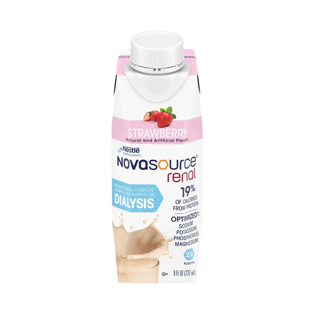 Nestle Novasource Renal Nutritionally Complete Formula Strawberry 8 oz Carton 24 Ct