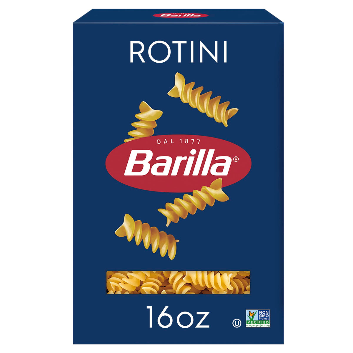 Barilla Rotini Pasta, 16 oz. Box - Non-GMO, Made with Durum Wheat Semolina - Kosher Certified