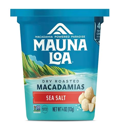 Mauna Loa Premium Hawaiian Roasted Macadamia Nuts, Dry Roasted with Sea Salt, 4.5 oz. Can (Pack of 3)