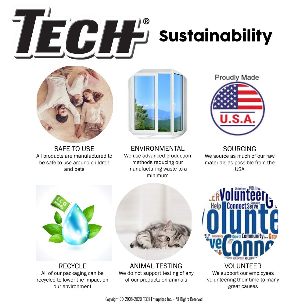 TECH Stain Remover, 24 oz Spray Bottle, 6 Pack, For Carpet, Clothes, Upholstery, and Other Fabrics