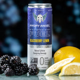 Angry Angel Blackberry Lemon & Peach Ginger Natural Energy Drink - (24 count) Mixed Pack - Zero Sugar - CoQ10 - Important B Vitamins - 12 oz Cans