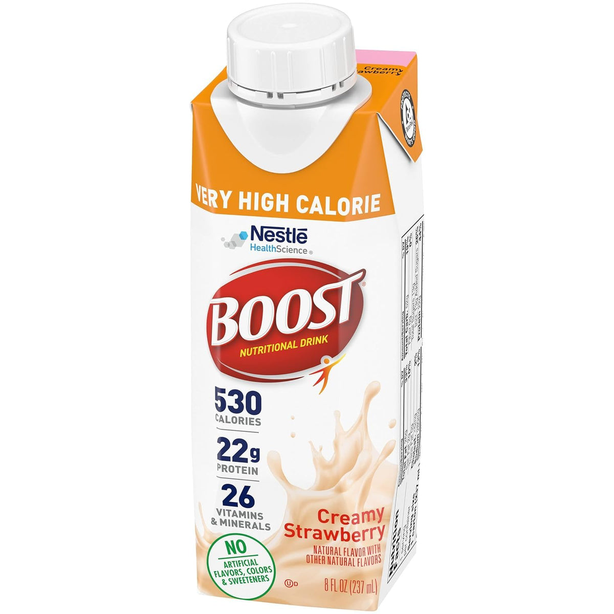 Boost Very High Calorie Nutritional Drink Creamy Strawberry, Made with Natural Strawberry Flavor & No Artificial Flavors, Colors & Sweeteners, 8 FL OZ