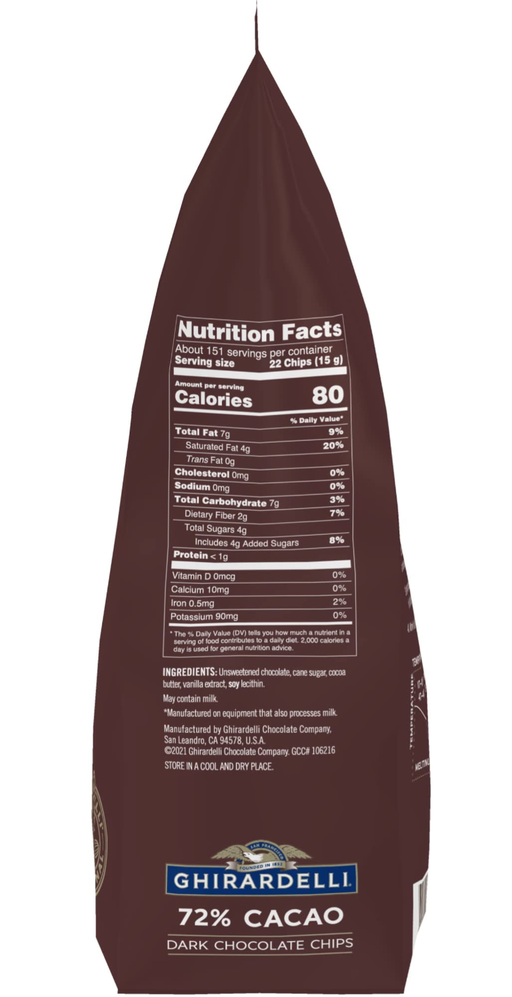 Ghirardelli 72% Cacao Chocolate Chips, 5lb with Ghirardelli Barista Spoon