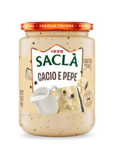 SACLA Cacio e Pepe Pasta Sauce | Authentic Italian Pecorino Romano Cheese & Black Pepper Pasta Sauce | 14.5 oz Jar | Made in Italy | Non-GMO | Creamy