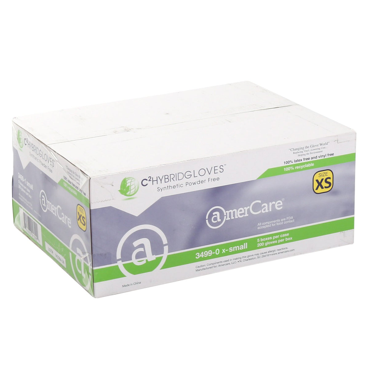 AmerCare Gen 2.0 Hybrid Powder Free Gloves, Medium, Case of 1000