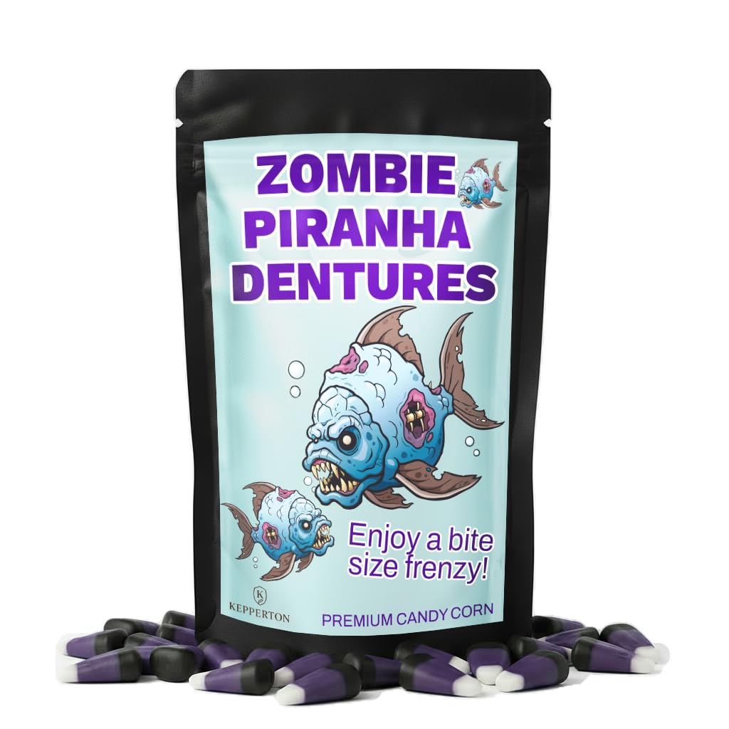Kepperton Zombie Piranha Dentures Spooky Gourmet Candy Corn Blueberry Purple Black Funny Zombie Gifts Halloween Prank Presents Gluten-Free