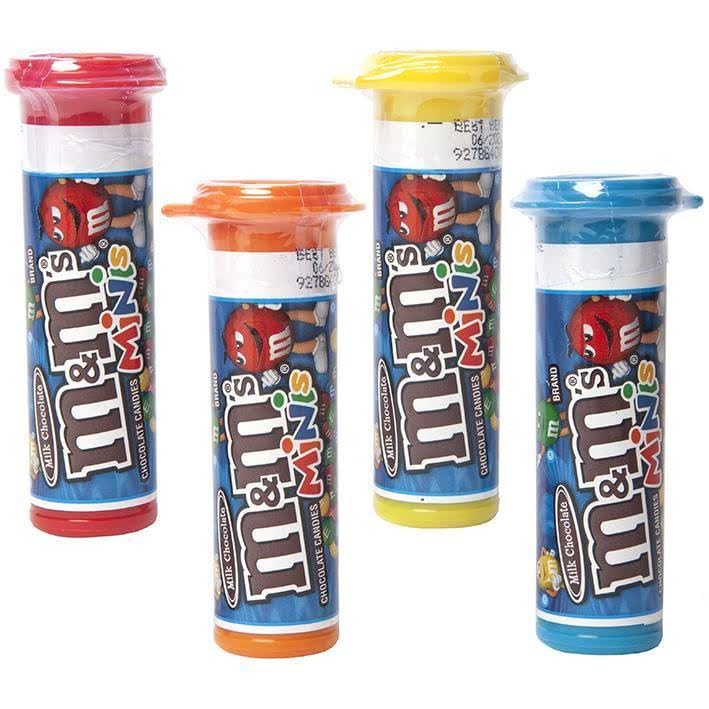 QT M&Ms Minis Assorted Chocolate Candy, 1.08 oz Tubes,12 Count