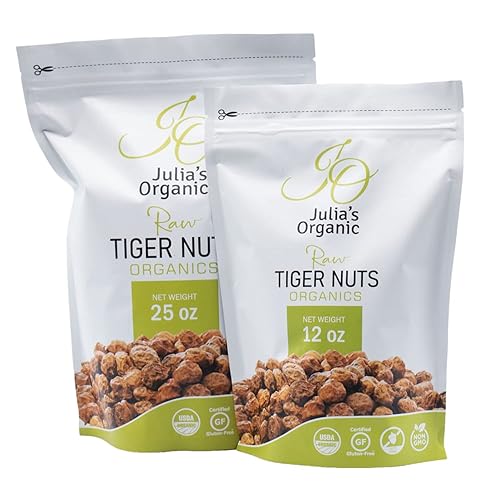 Julia's Organic Tiger Nuts (37 oz | Raw Snacks) Premium Raw Tiger Nuts | Gluten Free Snack, Non-GMO | Prebiotic Fiber | Paleo Friendly | Low