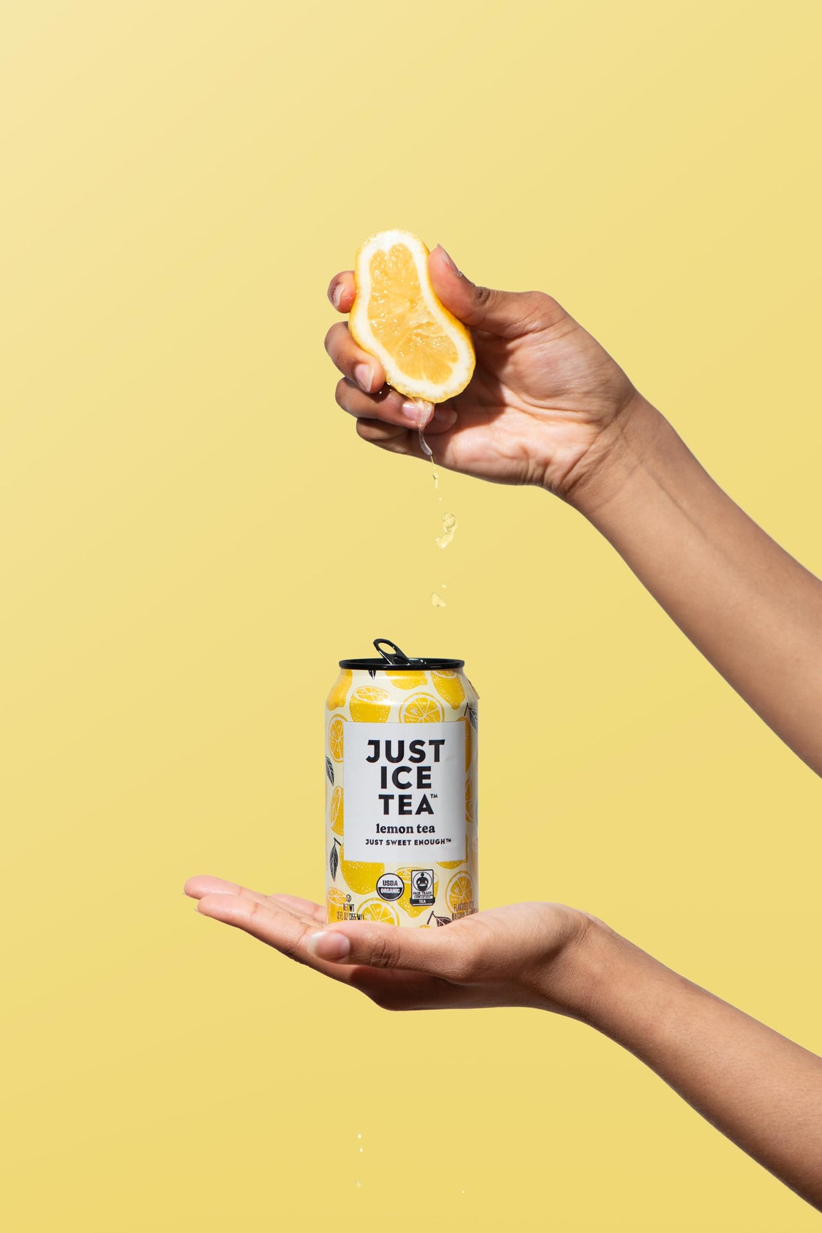 Just Ice Tea, Lemon Flavored Black Iced Tea, 4-Pack (12oz Cans), USDA Certified Organic, Real Brewed, Low Calorie, No Artificial Sweeteners, Fair