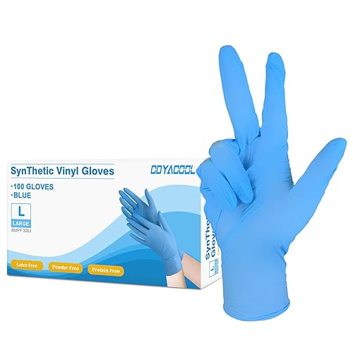 COYACOOL Disposable Gloves Large, Nitrile and Vinyl Blend Material Gloves, Latex Free, 4 Mil,100 Pc. - Food Grade Glove for Cleaning, Food Prep,Hair
