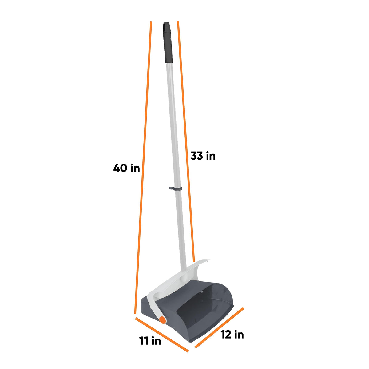 Superio Duty Slim Upright Broom and Dustpan Set, Grey 38 X 4 X 13
