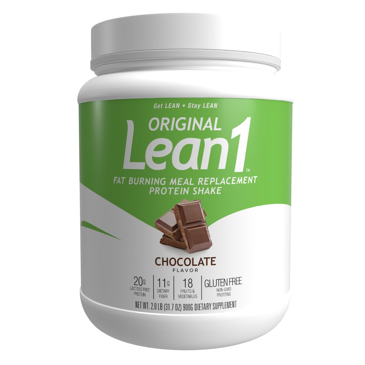Lean1 meal replacement protein powder, chocolate flavor, 15 serving tub