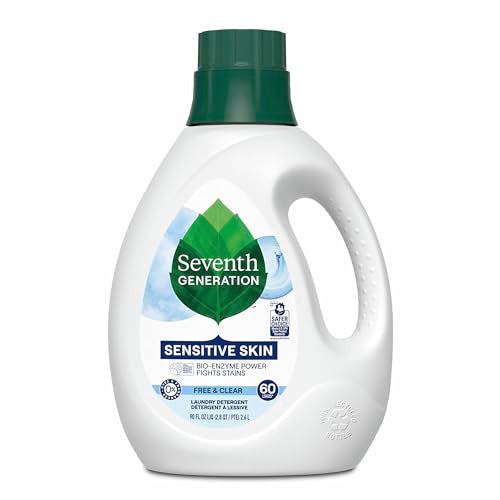 Seventh Generation Liquid Laundry Detergent, Free & Clear, 60 Loads, USDA Certified 97% Biobased, 90 Fl Oz