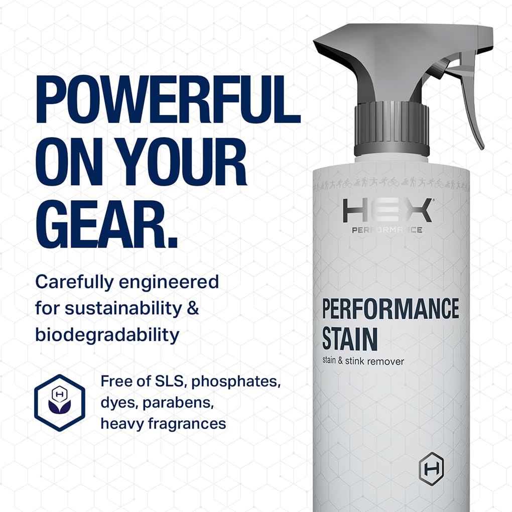HEX Performance Stain & Stink Remover Spray, Unscented, 22oz - Activewear Laundry Pre-Treat for Odor & Tough Stains, Sweat, Grass, Blood - Safe