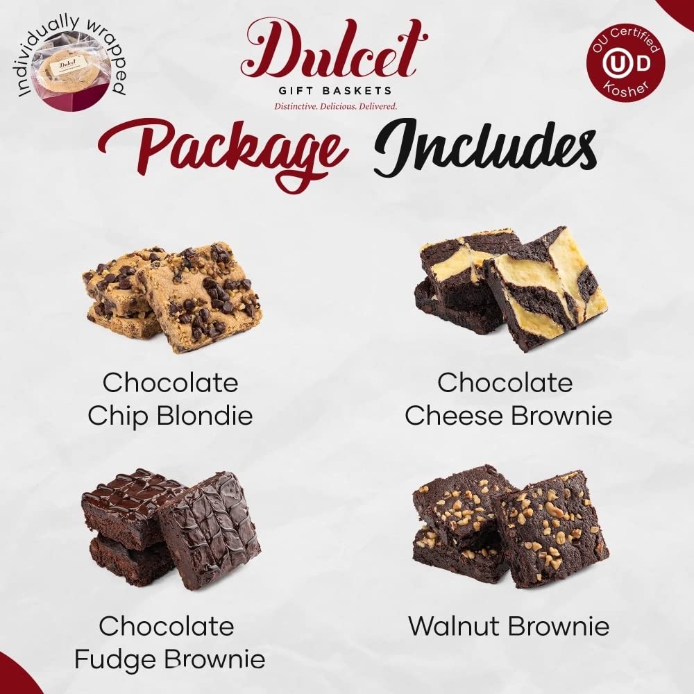 Dulcet Gourmet Food Gift Basket, Great Gift - Includes: Chocolate Brownies, Walnut Brownies, Chocolate Chip blondes, ideal gift idea by Dulcet Gift