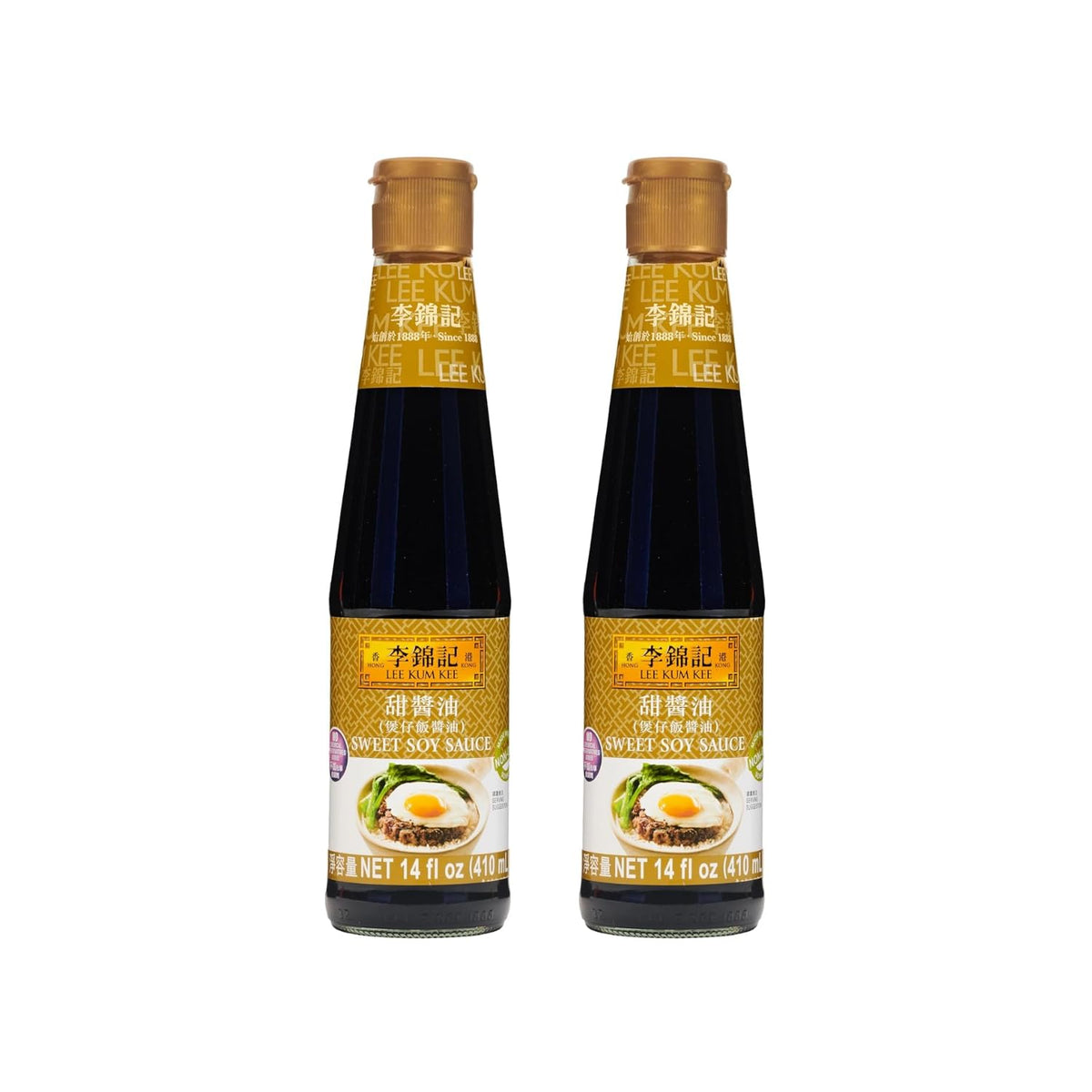 Lee Kum Kee Sweet Soy Sauce (14 oz - 2 Pack), Vegan, Non-GM Soybeans, No Artifical Preservatives - Perfect for Clay Pot Rice, Stir-Fry Noodles