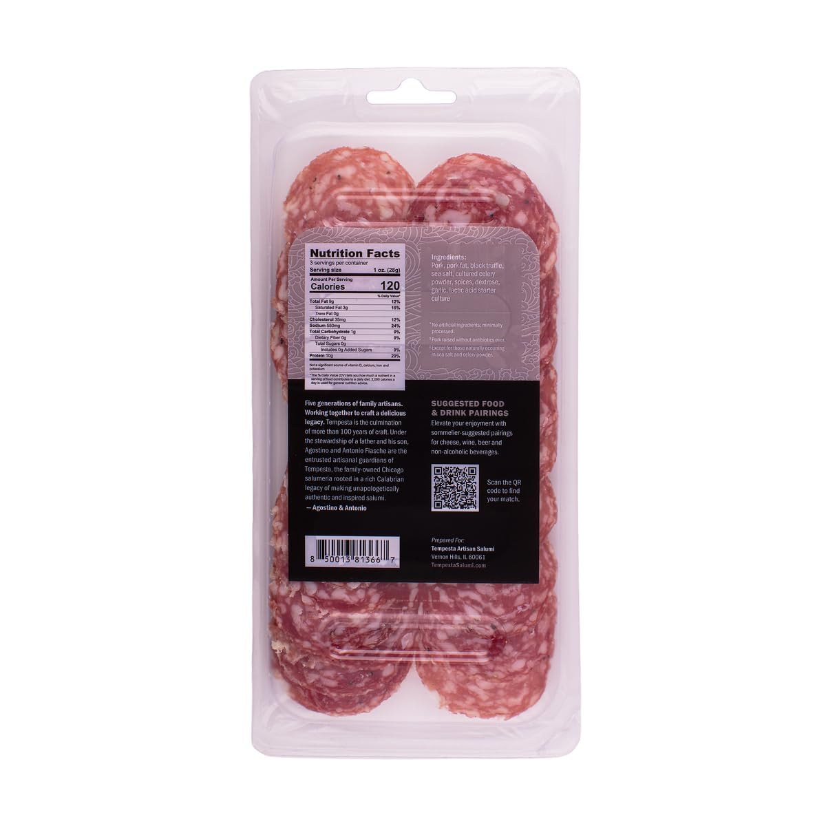 Tempesta TARTUFO Black Truffle Salami, 3 OZ (Pack of 3)
