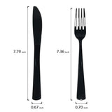 Party Essentials Party Supplies Wrapped Silverware Set Disposable, Pre Rolled Napkin and Cutlery, Forks/Knives Black, 50 Units