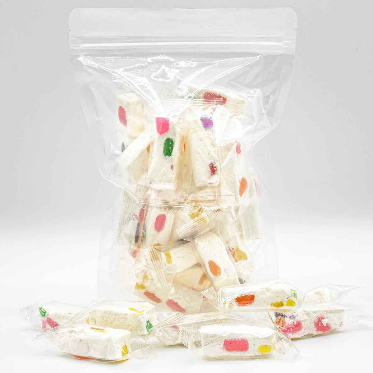 JUJUBE NOUGAT Candy Tropical 1 lb - with Jelly Fruit Pieces, No Trans Fats, No Additives, Gluten Free, Individually Wrapped, Bulk Soft Candies in