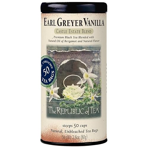 The Republic of Tea - Earl Greyer Vanilla Tea, 2.8 oz Tin, 50 Tea Bags | Gourmet Tea | Caffeinated