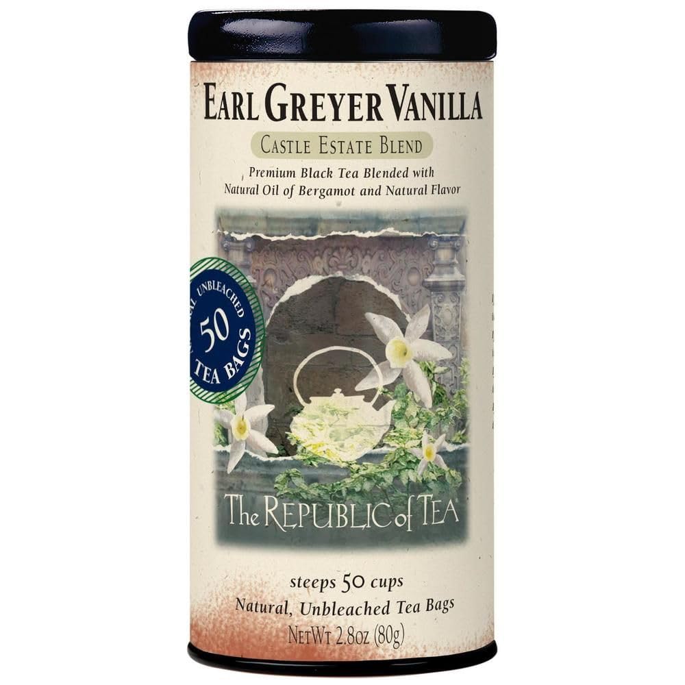 The Republic of Tea - Earl Greyer Vanilla Tea, 2.8 oz Tin, 50 Tea Bags | Gourmet Tea | Caffeinated