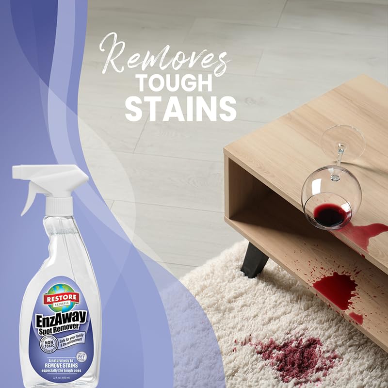 Restore Naturals Enzaway Spot Remover Spray - 22oz - Stain Treater Spray, Rug Cleaner, and Laundry Stain Remover | Plant Based | Biodegradable | Non