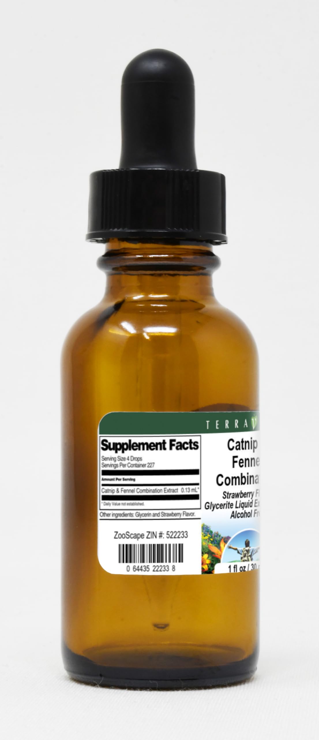 Catnip & Fennel Combination Glycerite Liquid Extract (1:5) - Strawberry Flavored (1 oz, ZIN: 522233) - 3 Pack