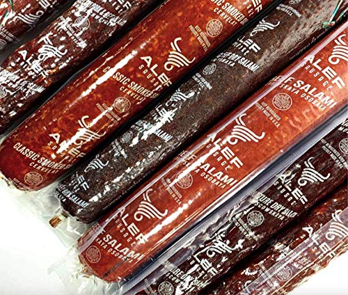 Alef Beef Salami Evreyskaya (Jewish) 1.5 Lb - Cured Charcuterie Meat, Perfect Hard Salami For Deli & Charcuterie Boards
