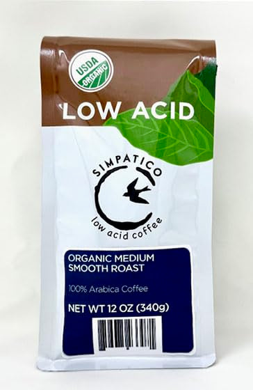 Simpatico Low Acid Coffee - Regular - Organic Medium - Whole Bean (12oz bag)