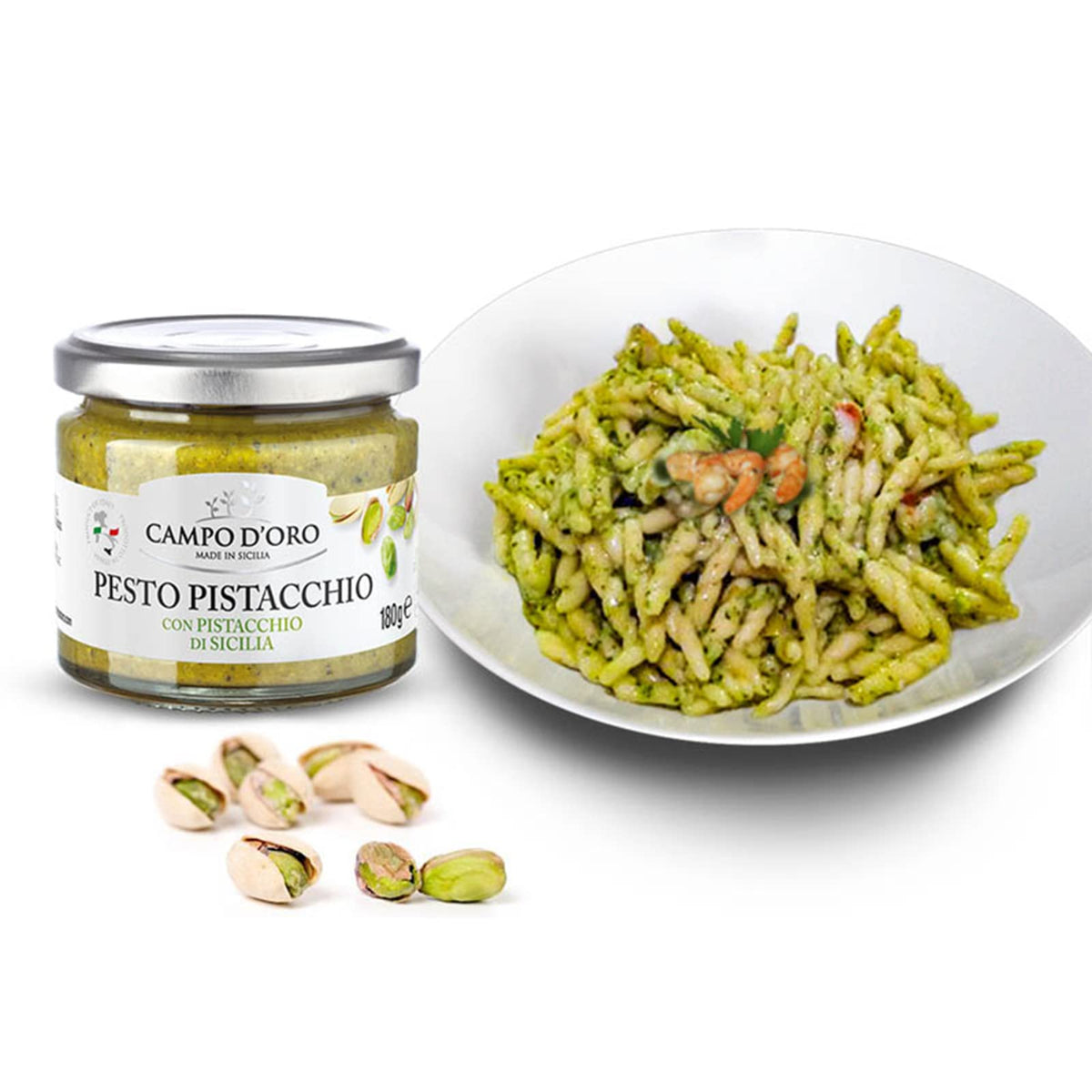 CAMPO D'ORO - Pistachio Pesto, Unsweetened, Paste, Sicilian Pesto, 6.35 oz