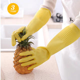Vsootal 3- Pair 17.8 - Inch Elbow - Length Reusable Rubber Waterproof Household Cleaning and Kitchen Dishwashing Gloves - Small Size