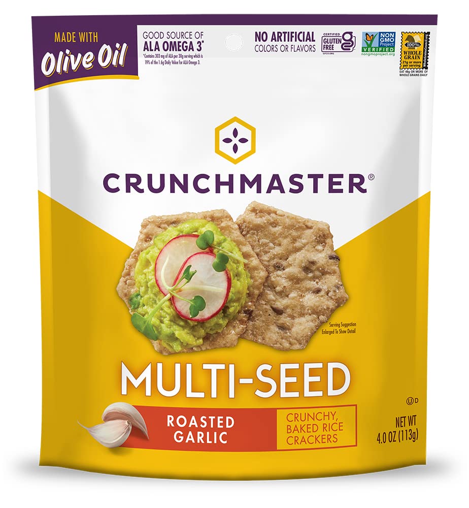 Crunchmaster Multi-Seed Crackers, Roasted Garlic, 4 oz.