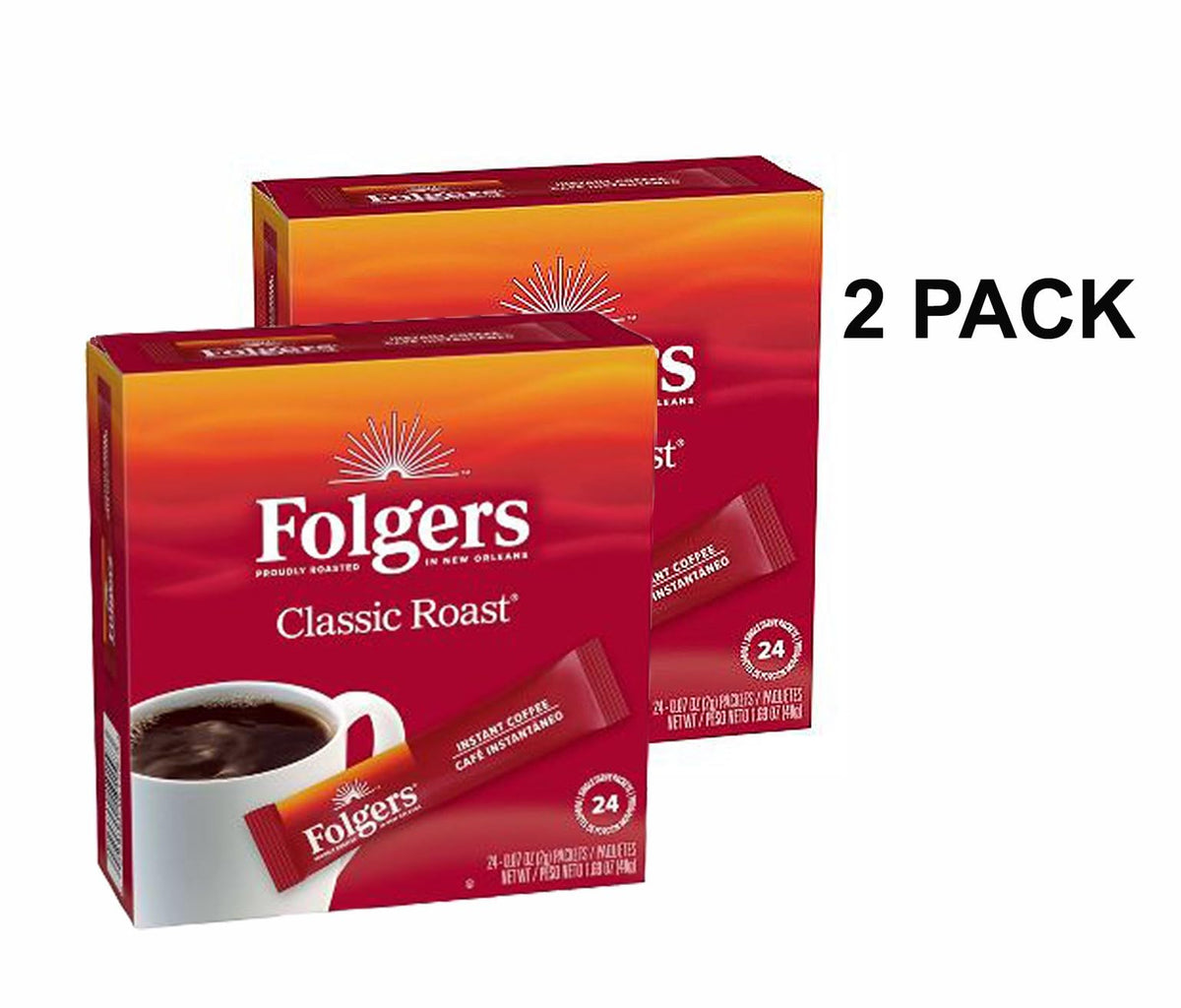 Folgers Classic Roast Instant Coffee Single Serve - 24 Packets (2 Count)