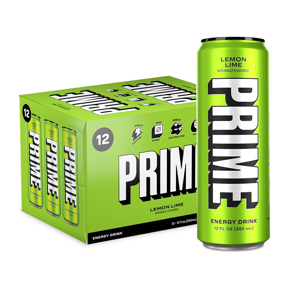 PRIME Energy LEMON LIME | Zero Sugar Energy Drink | Preworkout Energy | 200mg Caffeine with 355mg of Electrolytes and Coconut Water for Hydration|