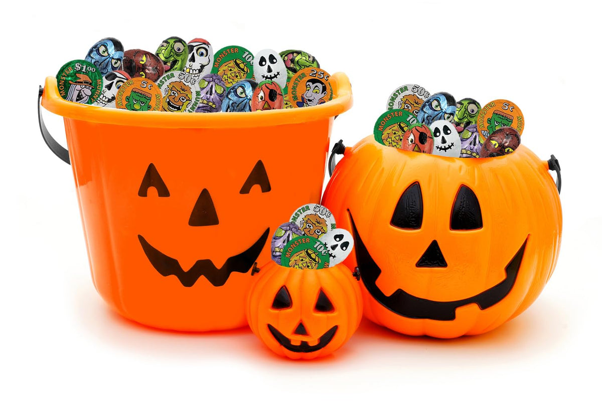Fruidles Halloween Tricky Treat Master Bag, Trick-Or-Treat Party Bag Fillers, Individually Wrapped in Multi-color Design Foils, Kosher Certified (25