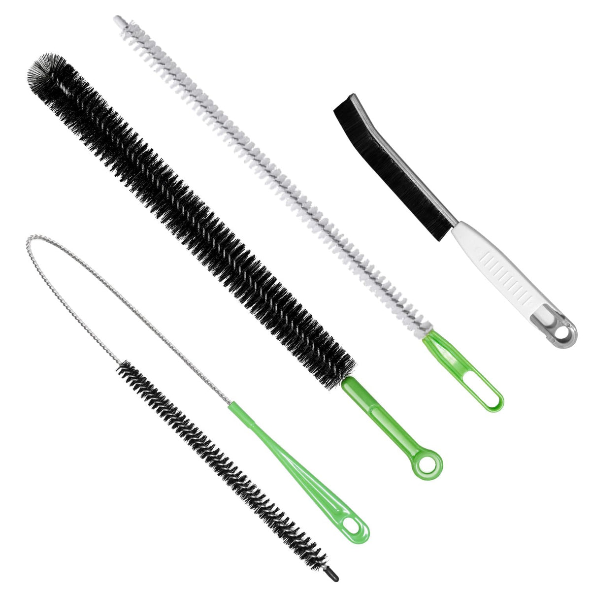 4pcs Flexible Cleaning Brush Set for Dryer Vents, Fridge Coils, HVAC Systems & Tight Spaces - Multi-Use Lint and Dust Remover with Crevice Brush