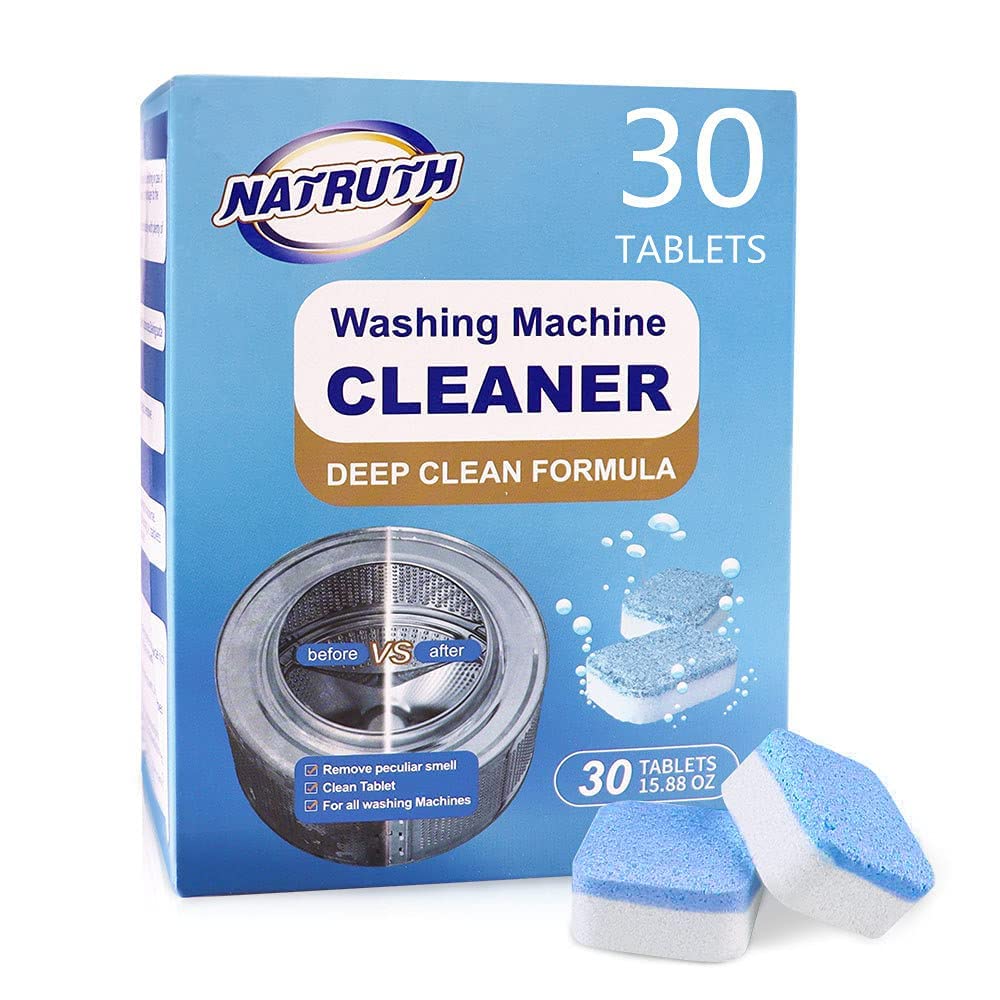 NATRUTH 30 Pack Washing Machine Cleaner Tablets, Solid Washer Deep Cleaning Tablet, Clean Inside Drum And Laundry Tub Seal