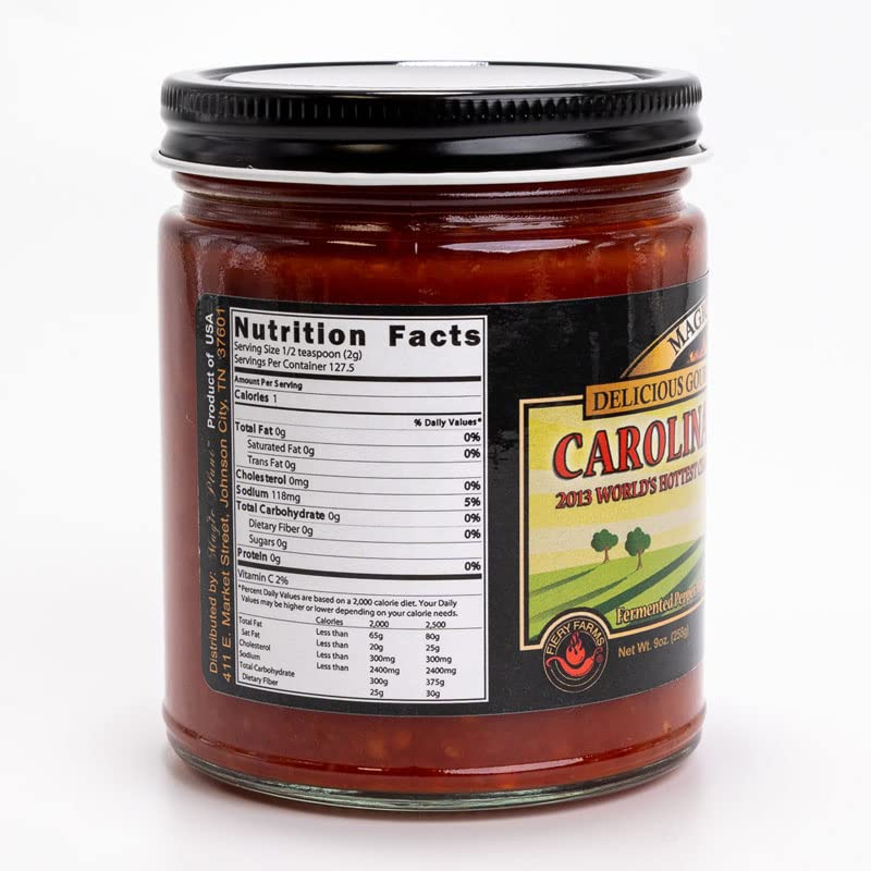 Magic Plant Red Carolina Reaper Pepper Mash, 9 Oz Jar - 1.5M to 2M (SHUs) Hottest Fermented Reaper Mash for Cooking, Maranades, Hot Sauce and More