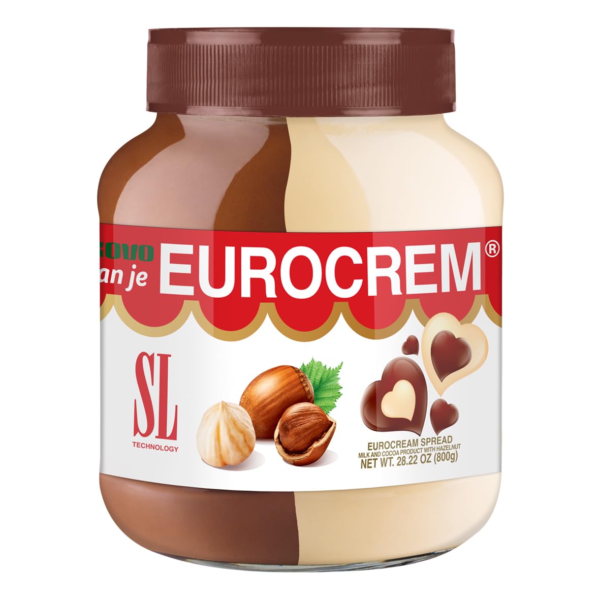 Eurocrem Hazelnut Milk and Cocoa Spread 800g