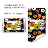 Spooky Candy Apple Themed Halloween Birthday Party Mini Chocolate Candy Bar Sticker Wrappers, 45 1.4" x 2.6" Wrap Around Labels by AmandaCreation