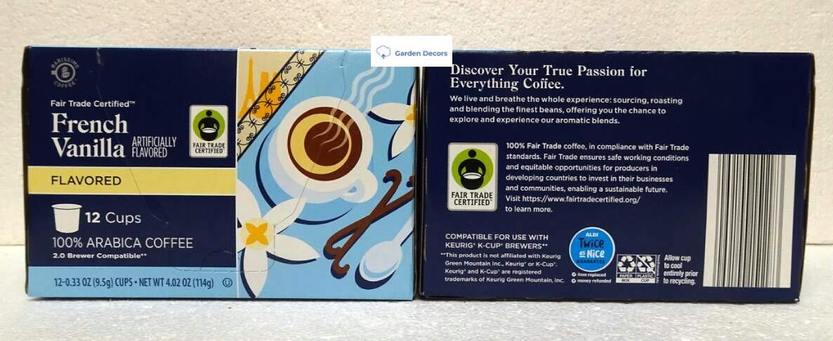 Barissimo French Vanilla Coffee Single Serve 12 Cups Box Fair Trade Certified