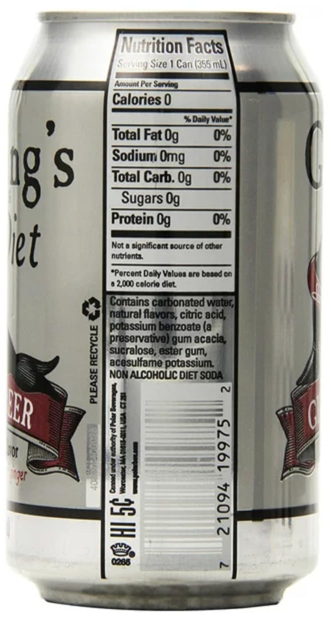 Goslings Diet Ginger Beer Cans of 12 fl oz Each | Ginger Beer Sugar Free For Moscow Mule And Mixers For Alcoholic Drinks (12)