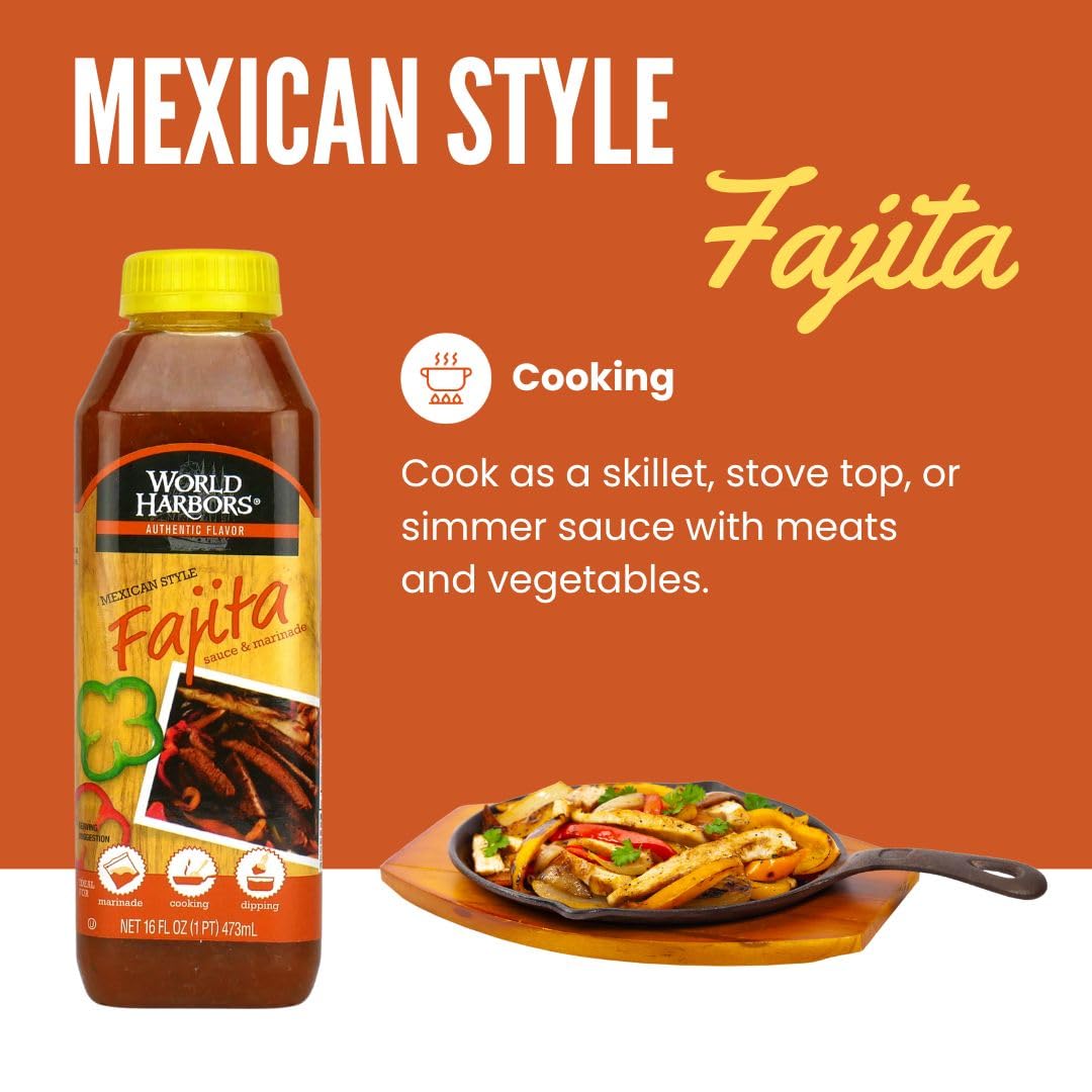 World Harbors Fajita Marinade and Sauce Mexican Style 16 OZ (Pack of 24)