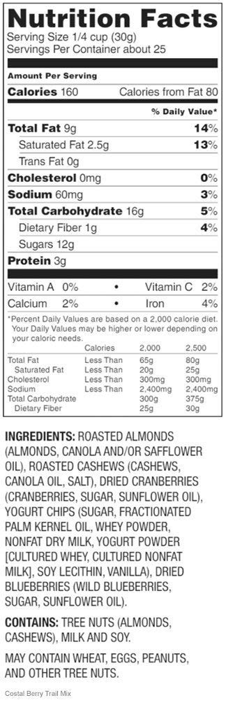 Wild Roots 100% Natural Trail Mix Coastal Berry Blend (26 Ounce) (4 Pack)