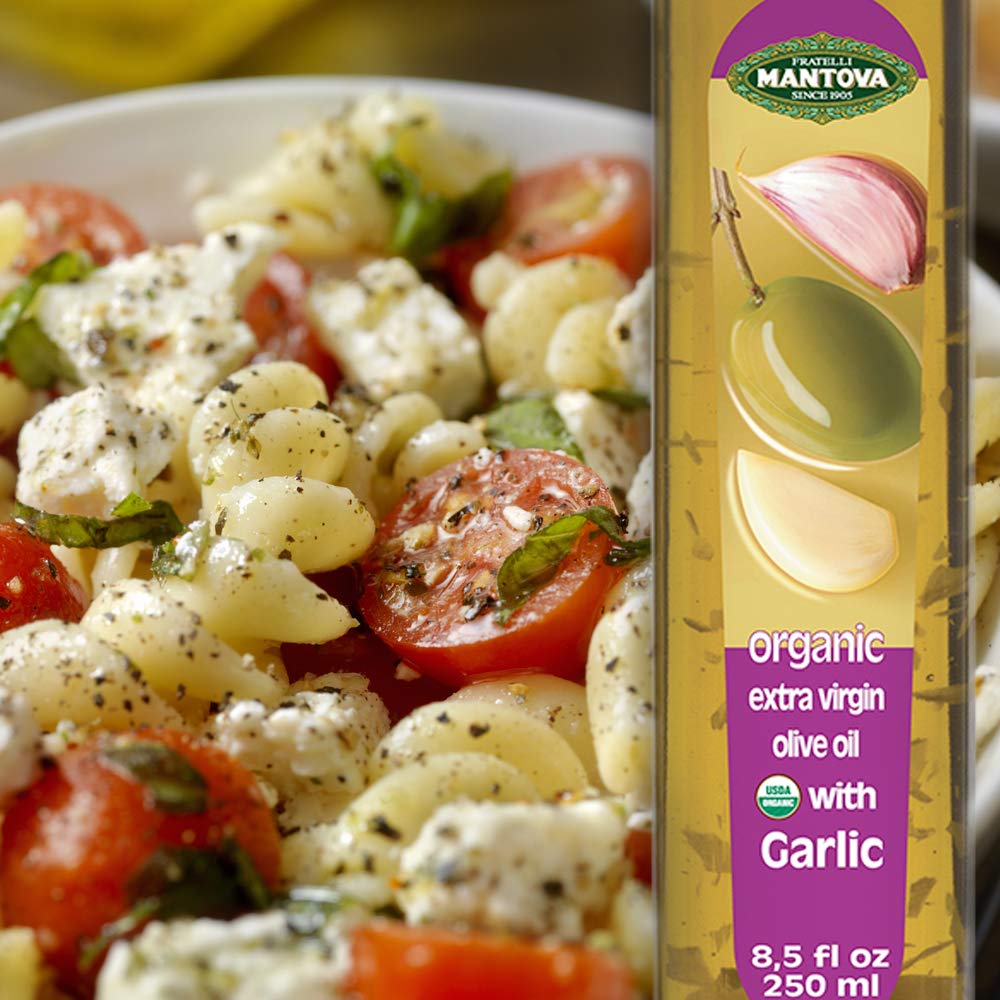 Mantova Garlic Organic Flavored Extra Virgin Olive Oil, 8.5 Oz Mantova Organic Flavored Extra Virgin Olive Oil, Mantova Organic Flavored Mantova USDA Organic Extra Virgin Olive Oil, ColdPressed, garlic, 8.5 Fl Oz