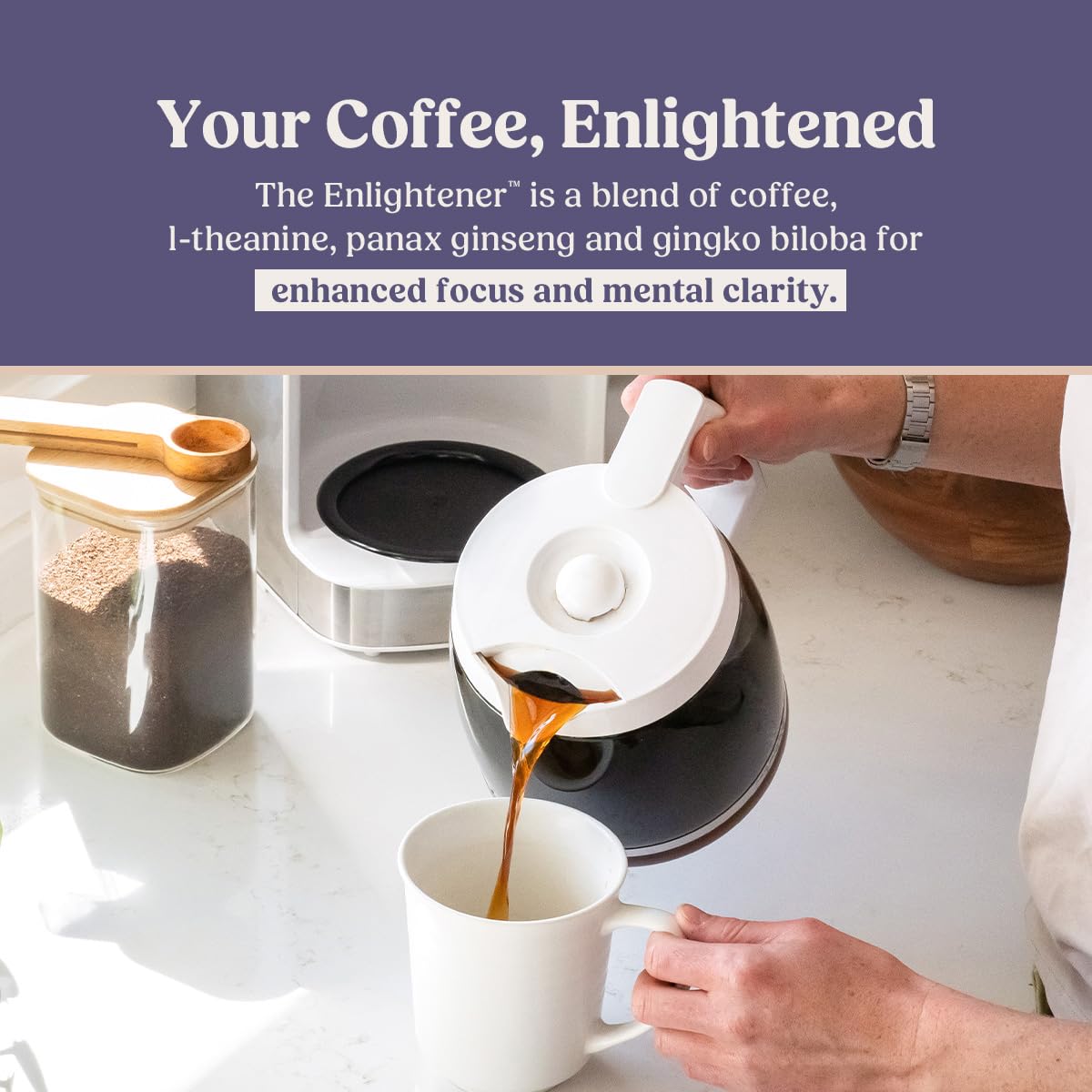 Bulletproof The Enlightener Coffee Pods, 24 Count, Medium-Dark Roast Enhanced Coffee with L-Theanine, Panax Ginseng and Gingko Biloba, Supports Mental