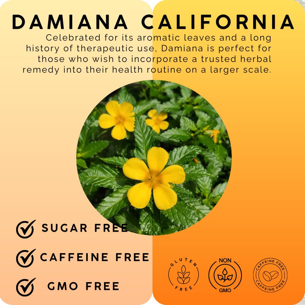 Damiana California Leaf 4oz | 100% Raw & Natural | Caffeine Free, Gluten Free, Sugar Free | Herbal Infusion Tea | Product of Mexico